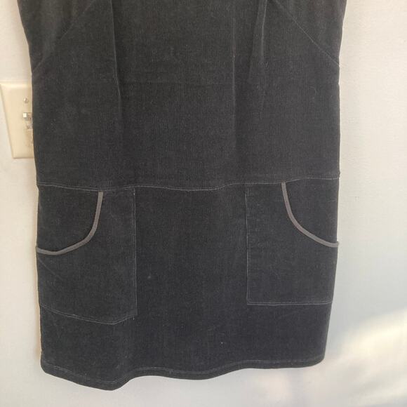 GH Bass Women 10 Black Corduroy Drop Waist Jumper Dress Academia 90s Preppy - Picture 6 of 9